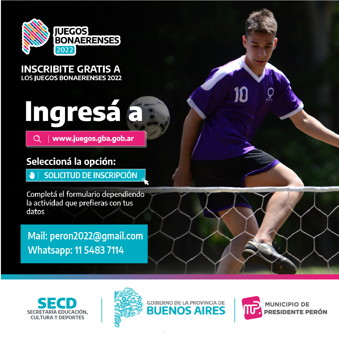 JUEGOS BONAERENSES 2022/        Están abiertas las inscripciones todo el mes de abril